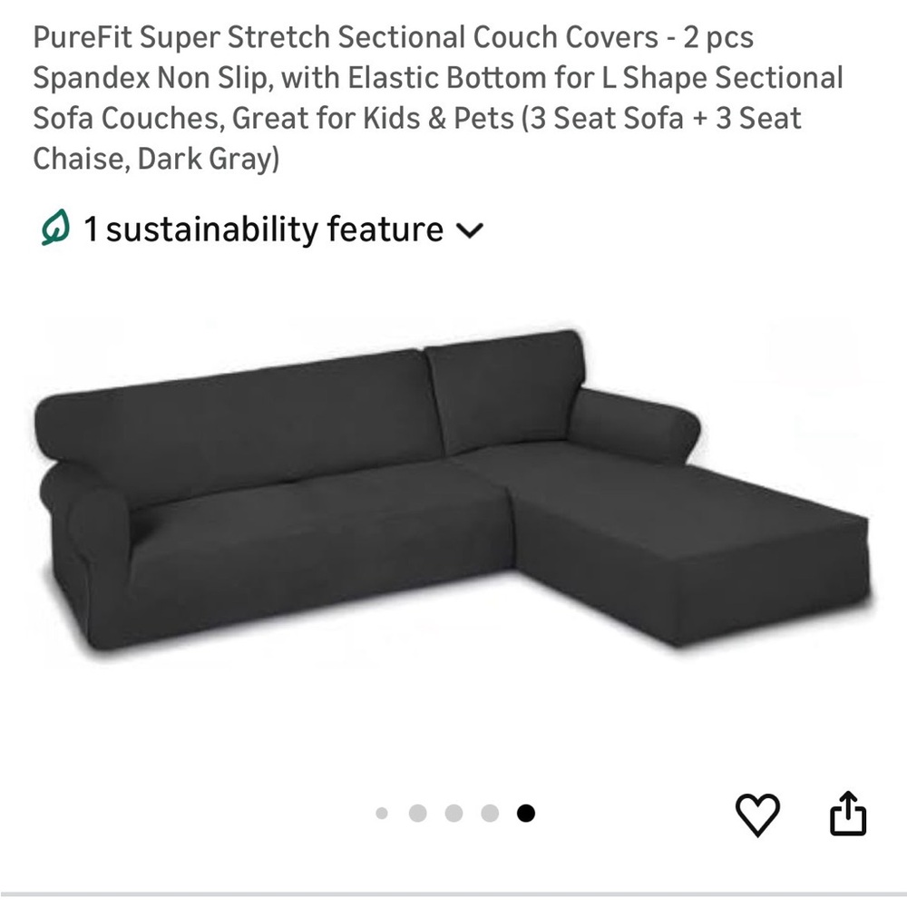 Dark Gray Super Stretch Sectional Couch Covers